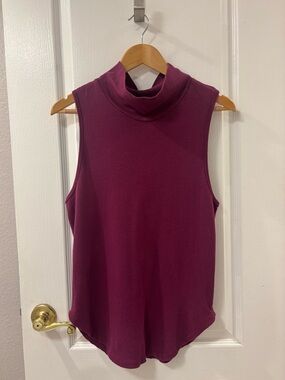 Vintage 90s Free People Topanga Cowl Neck Plum Muscle Tee Tunic Boho Slouchy Fit